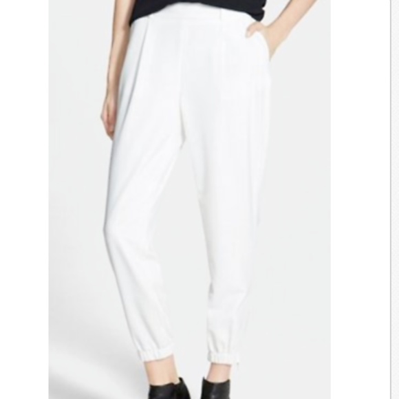 TROUVÉ Stretch Crepe Jogger Pants  SNOW WHITE - Picture 1 of 6